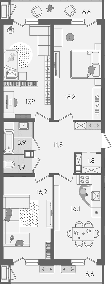 Продается 4-комн. квартира, 87.8 м²