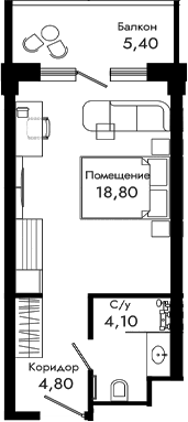 Продается 1-комн. квартира, 27.7 м²