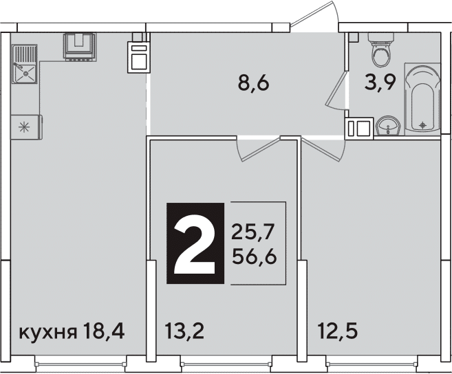 Продается 3-комн. квартира, 56.6 м²