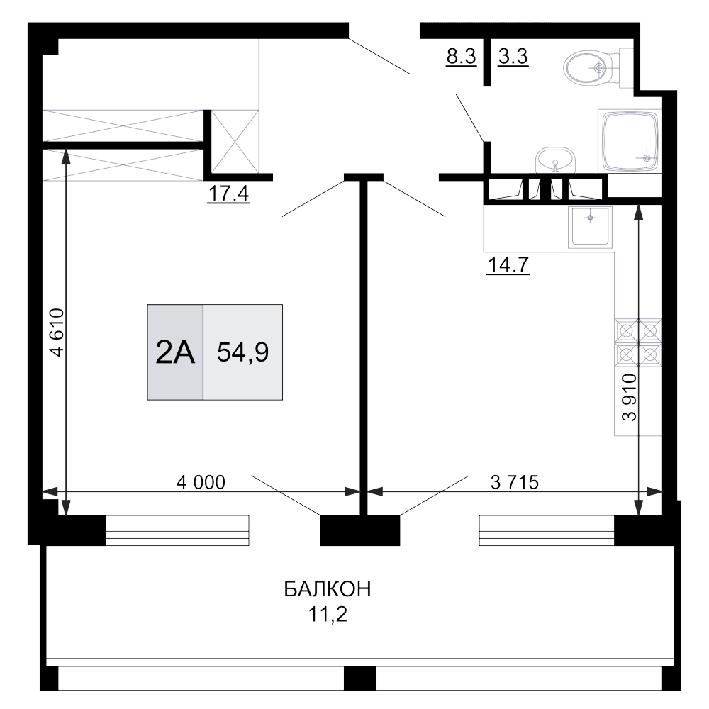 Продается 2-комн. квартира, 43.7 м²