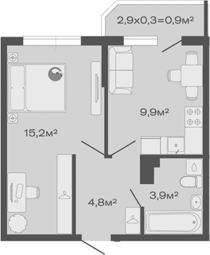 Продается 1-комн. квартира, 33.8 м²