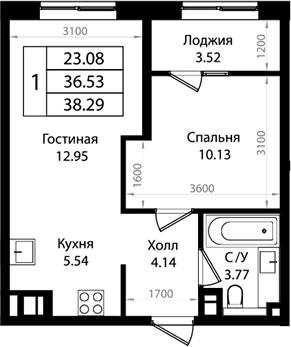 Продается 2-комн. квартира, 36.28 м²