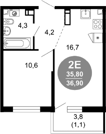 Продается 2-комн. квартира, 35.8 м²