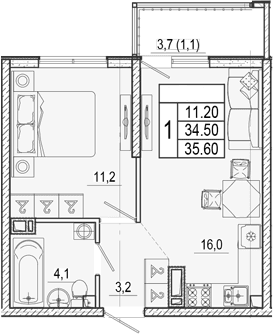 Продается 2-комн. квартира, 34.5 м²