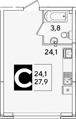 Продается 1-комн. квартира, 27.9 м²