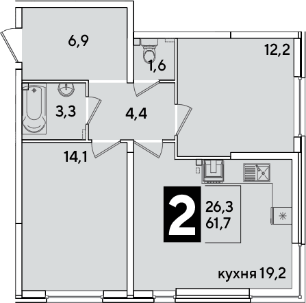 Продается 3-комн. квартира, 61.7 м²