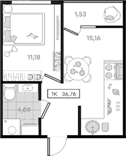 Продается 1-комн. квартира, 35.23 м²