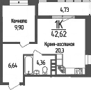 Продается 1-комн. квартира, 41.2 м²