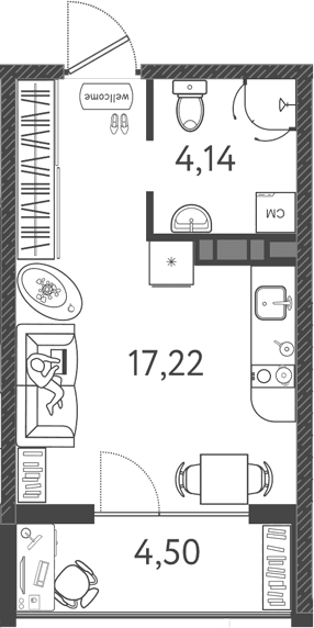 Продается 1-комн. квартира, 21.36 м²