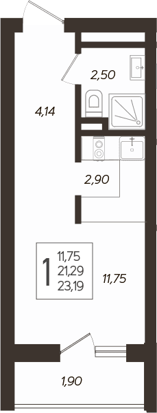 Продается 1-комн. квартира, 21.7 м²