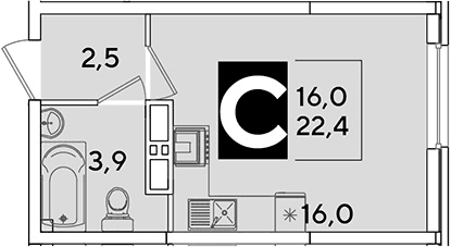 Продается 1-комн. квартира, 22.4 м²