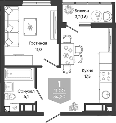 Продается 2-комн. квартира, 32.6 м²