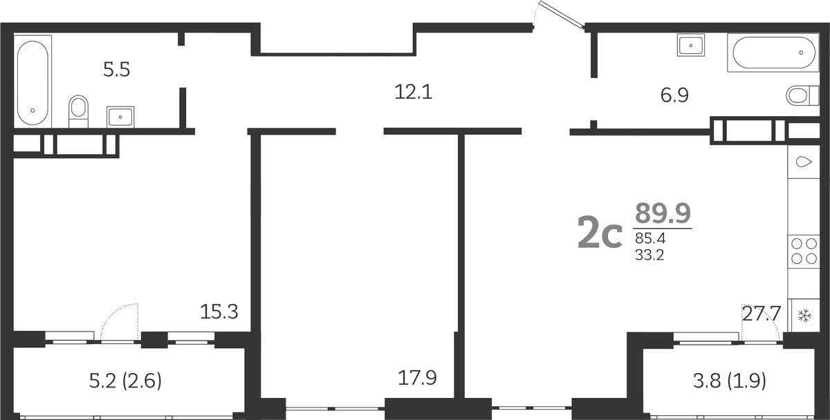 Продается 3-комн. квартира, 85.4 м²