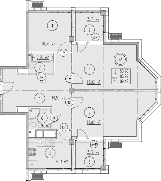 Продается 3-комн. квартира, 83.99 м²