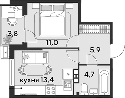 Продается 1-комн. квартира, 35 м²