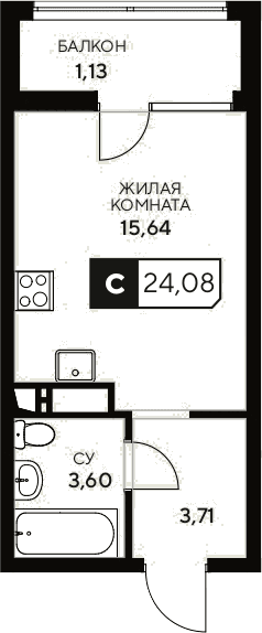 Продается 1-комн. квартира, 22.95 м²