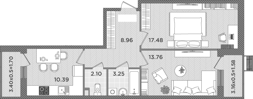Продается 2-комн. квартира, 55.94 м²