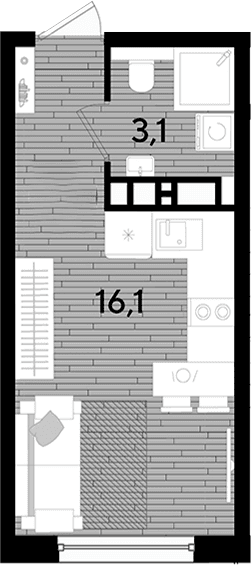 Продается 1-комн. квартира, 19.2 м²