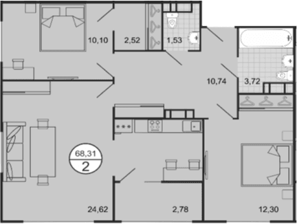 Продается 3-комн. квартира, 65.53 м²
