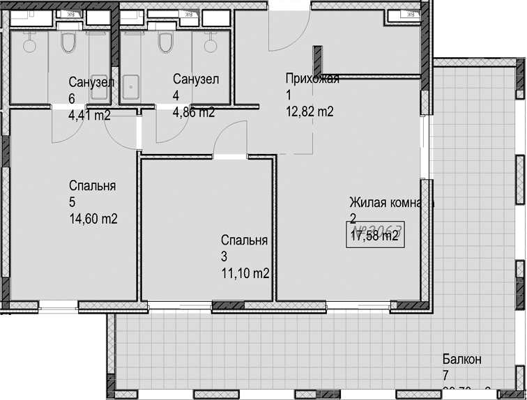 Продается 2-комн. квартира, 65.37 м²