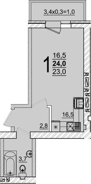 Продается 1-комн. квартира, 23 м²