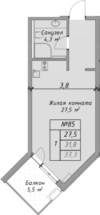 Продается 1-комн. квартира, 31.8 м²