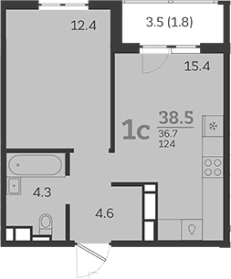 Продается 2-комн. квартира, 36.7 м²