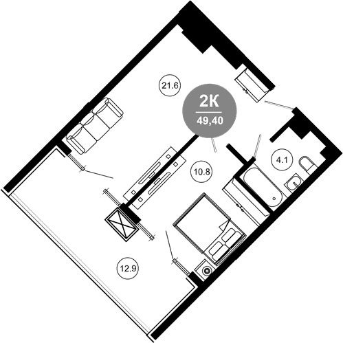Продается 2-комн. квартира, 36.5 м²