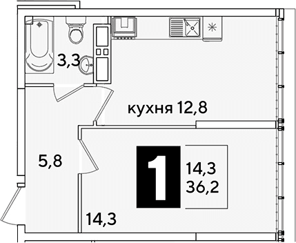 Продается 1-комн. квартира, 36.2 м²