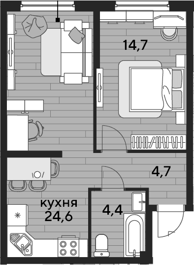 Продается 1-комн. квартира, 48.4 м²