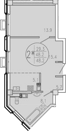 Продается 2-комн. квартира, 48.2 м²