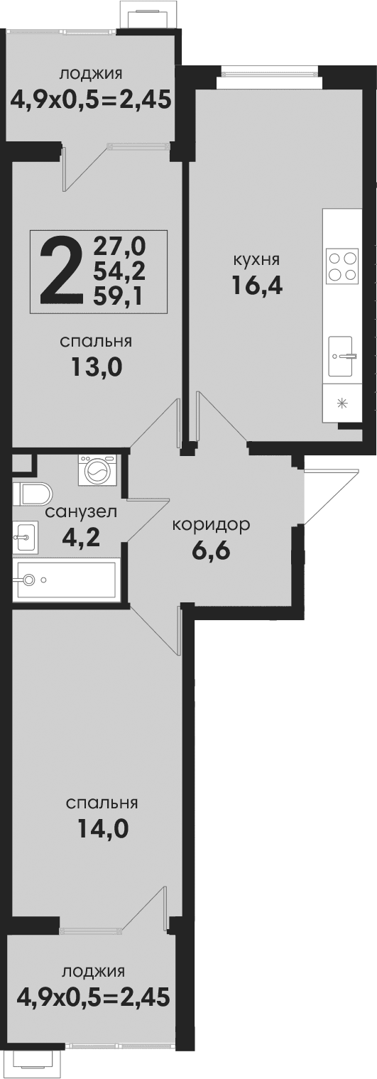 Продается 3-комн. квартира, 54.2 м²