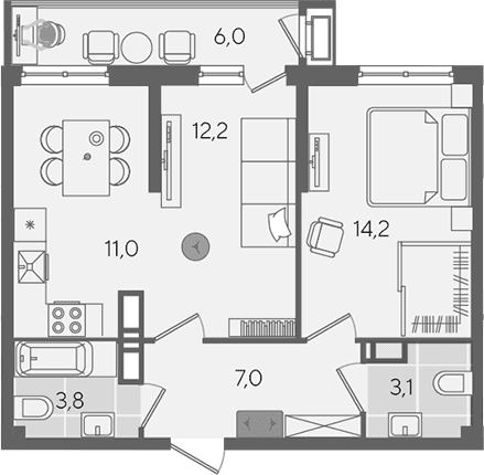 Продается 2-комн. квартира, 51.3 м²