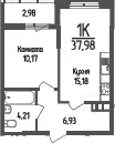 Продается 1-комн. квартира, 36.49 м²