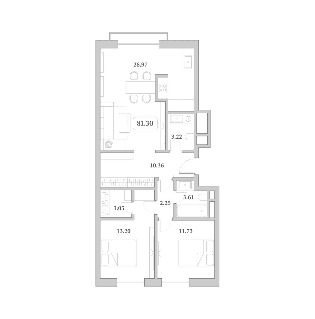 Продается 3-комн. квартира, 79.1 м²