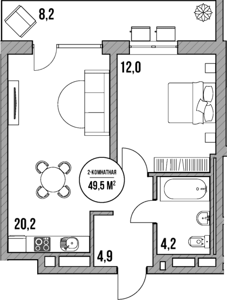 Продается 2-комн. квартира, 41.3 м²