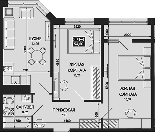 Продается 2-комн. квартира, 54.5 м²