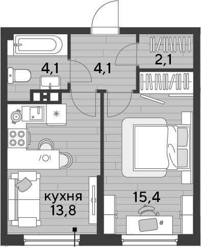 Продается 1-комн. квартира, 39.5 м²
