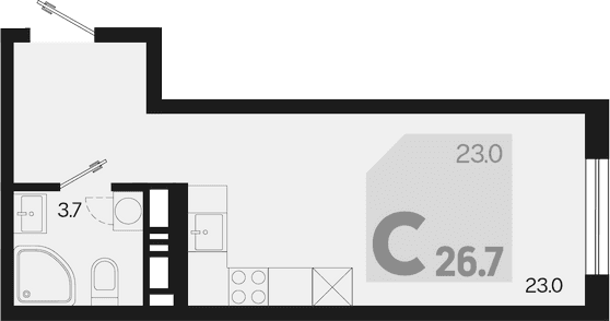 Продается 1-комн. квартира, 26.7 м²