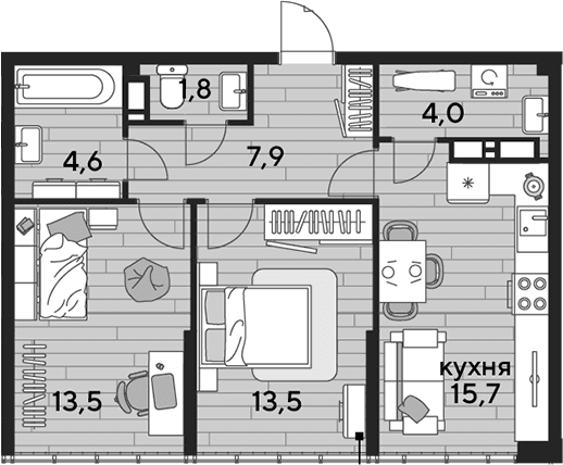Продается 2-комн. квартира, 61 м²