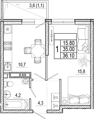 Продается 1-комн. квартира, 35 м²