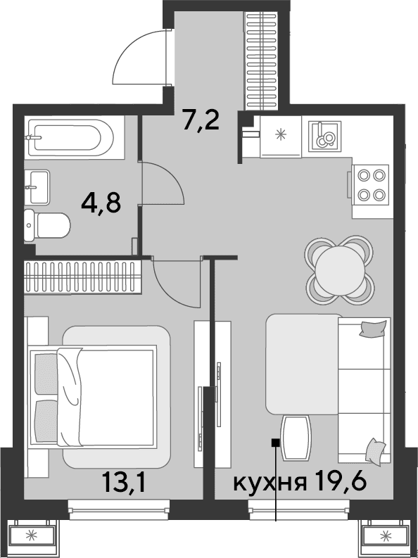 Продается 2-комн. квартира, 44.7 м²