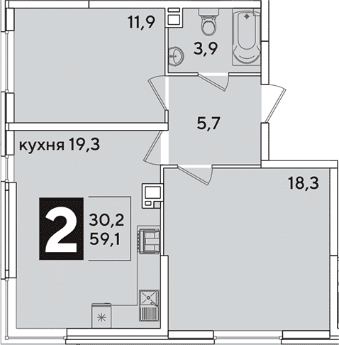 Продается 3-комн. квартира, 59.1 м²