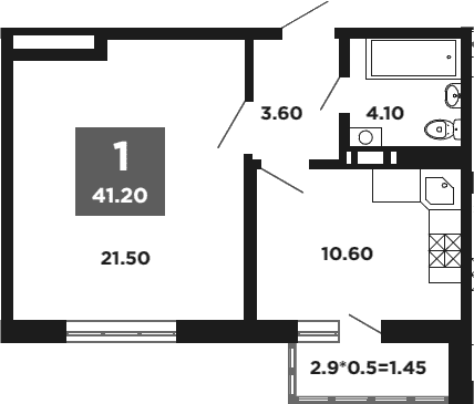 Продается 1-комн. квартира, 39.75 м²