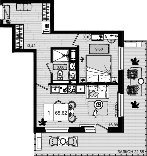 Продается 2-комн. квартира, 43.07 м²