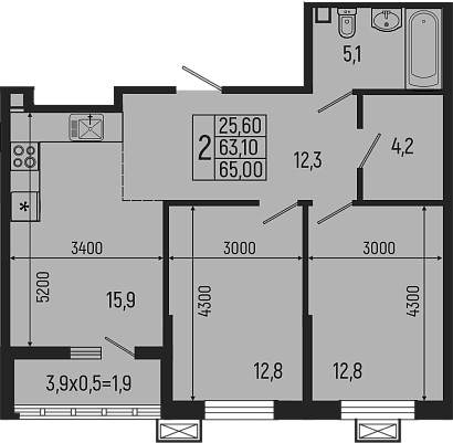 Продается 3-комн. квартира, 63.1 м²