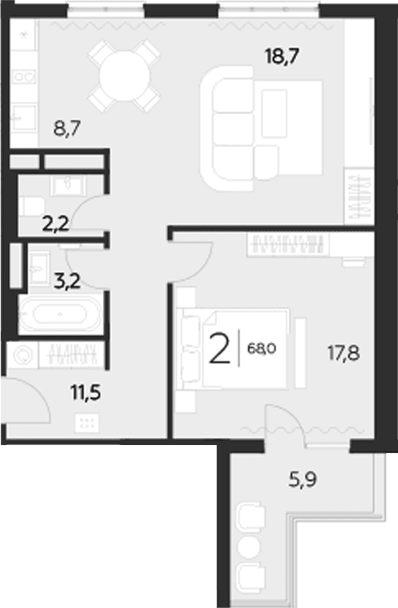 Продается 1-комн. квартира, 62 м²