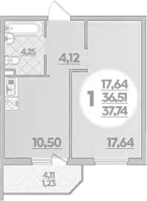 Продается 1-комн. квартира, 36.51 м²