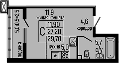 Продается 1-комн. квартира, 27.2 м²