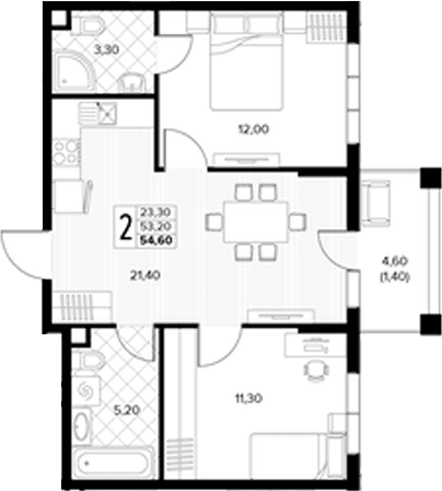 Продается 3-комн. квартира, 53.2 м²